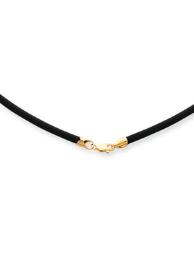 Mia Diamonds 14k Yellow Gold 1.5mm 20in Black Leather Cord Necklace 